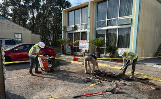 DAC asphalt repair for Pensacola parking lot